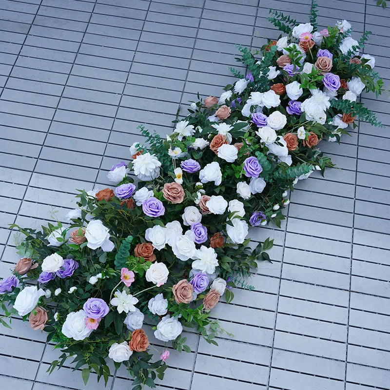 A7843 Brown Purple Wedding Backdrop Horn Arch Floral Arrangement