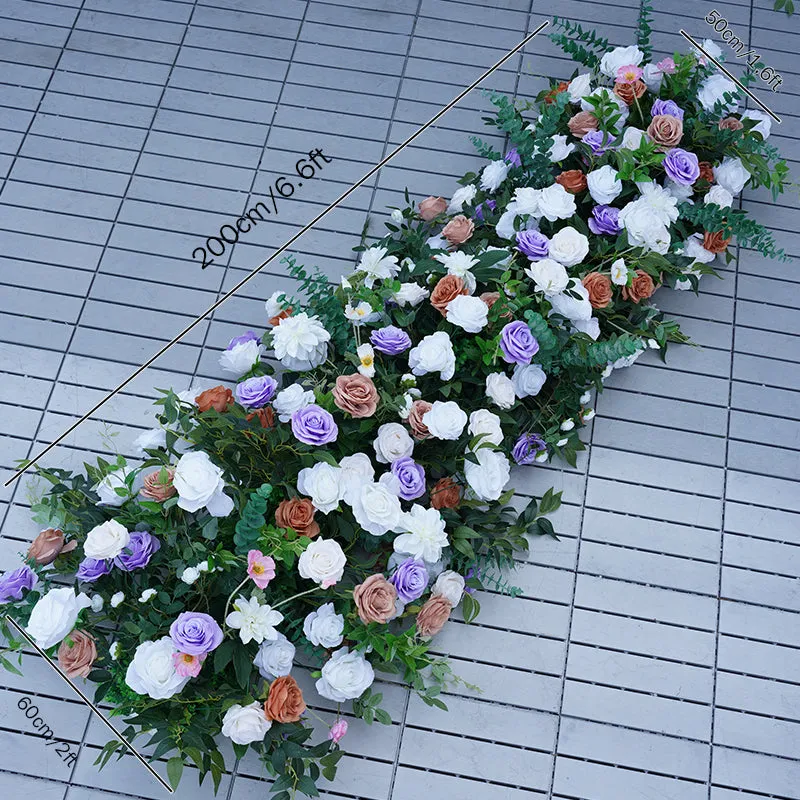 A7843 Brown Purple Wedding Backdrop Horn Arch Floral Arrangement