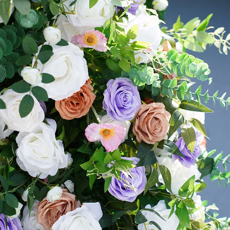 A7843 Brown Purple Wedding Backdrop Horn Arch Floral Arrangement