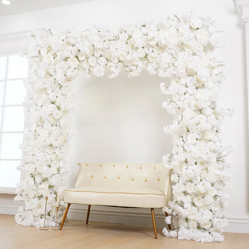 A7880 Cream White Rose Flower Row Runner Decor Wedding Background Arch
