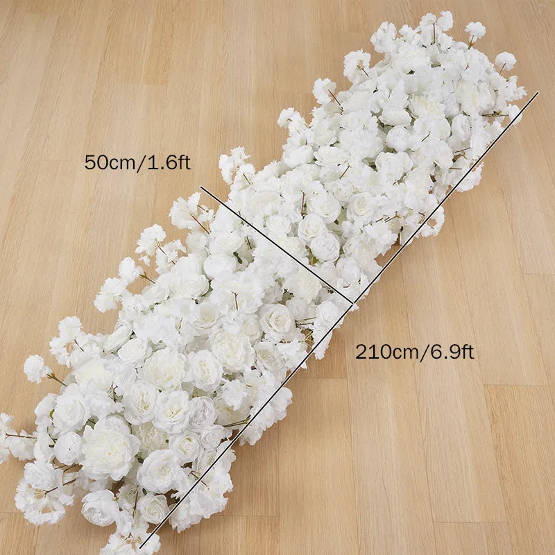 A7880 Cream White Rose Flower Row Runner Decor Wedding Background Arch