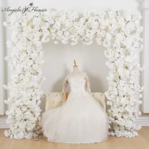A7880 Cream White Rose Flower Row Runner Decor Wedding Background Arch