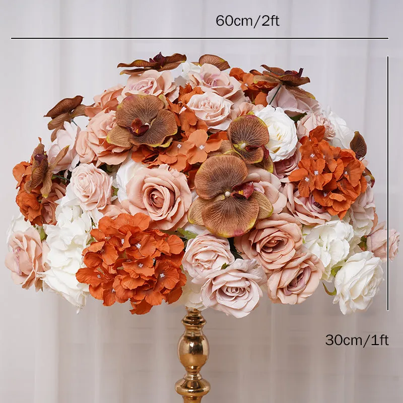 A8054 Brown Coffee Wedding Background Arch Floral Arrangement Rose Hydrangea