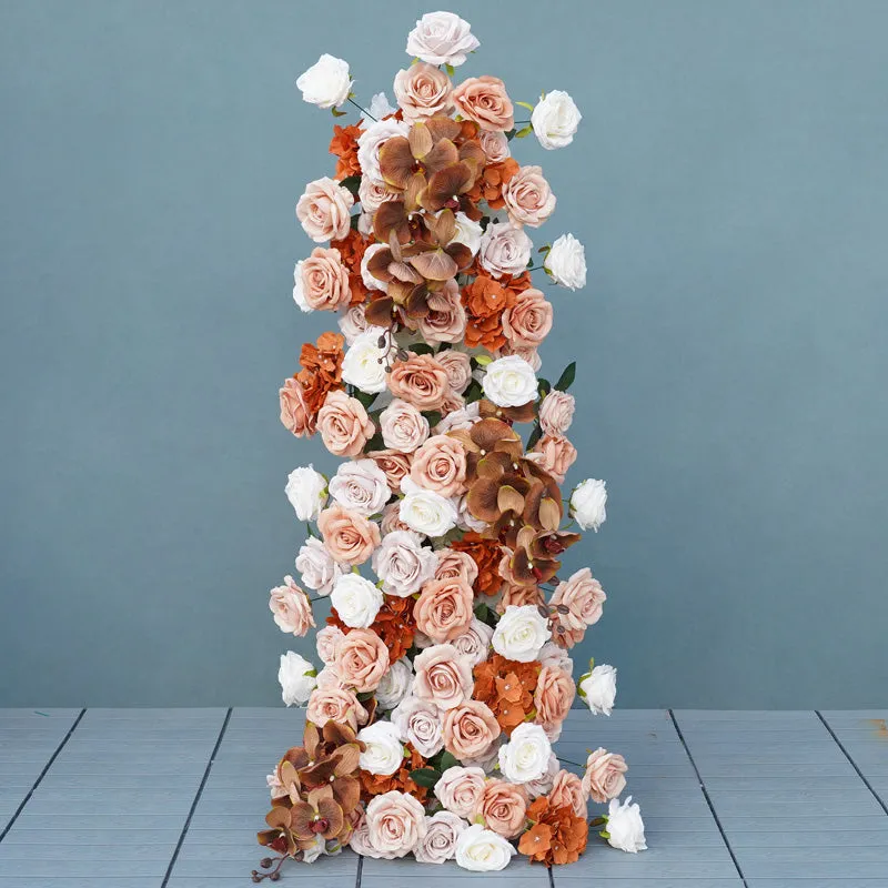 A8054 Brown Coffee Wedding Background Arch Floral Arrangement Rose Hydrangea