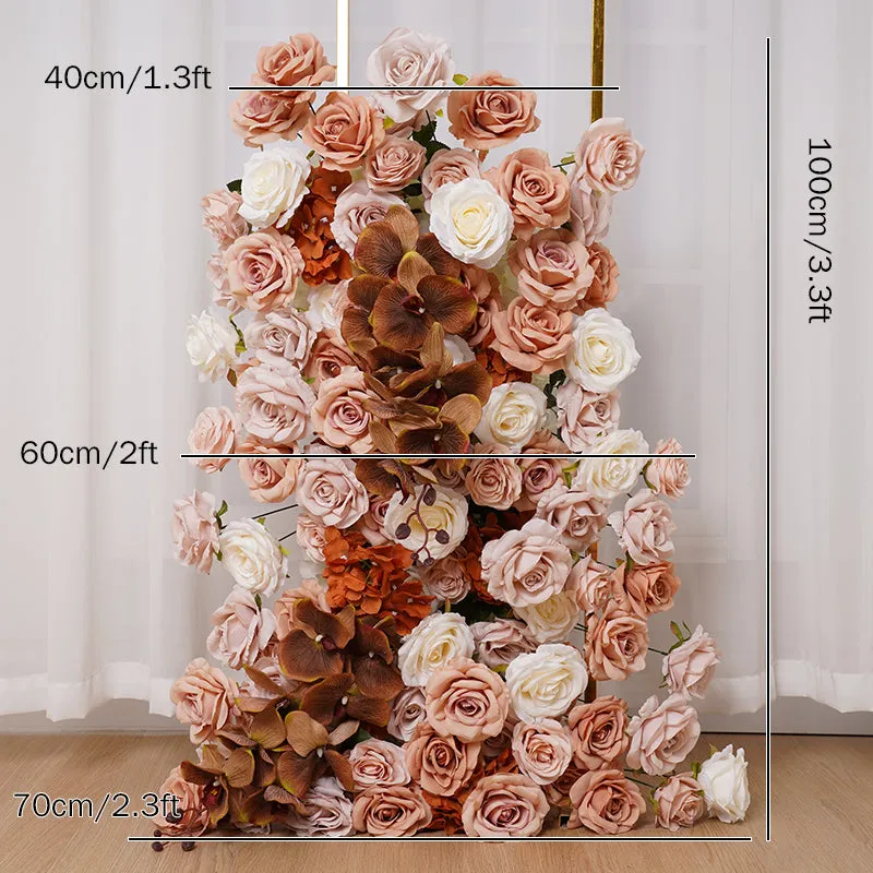 A8054 Brown Coffee Wedding Background Arch Floral Arrangement Rose Hydrangea