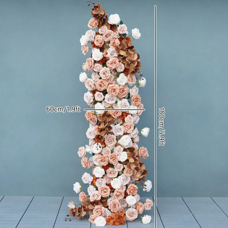 A8054 Brown Coffee Wedding Background Arch Floral Arrangement Rose Hydrangea