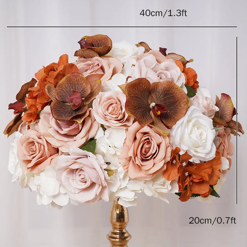 A8054 Brown Coffee Wedding Background Arch Floral Arrangement Rose Hydrangea