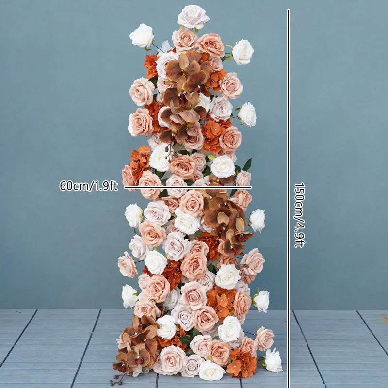 A8054 Brown Coffee Wedding Background Arch Floral Arrangement Rose Hydrangea