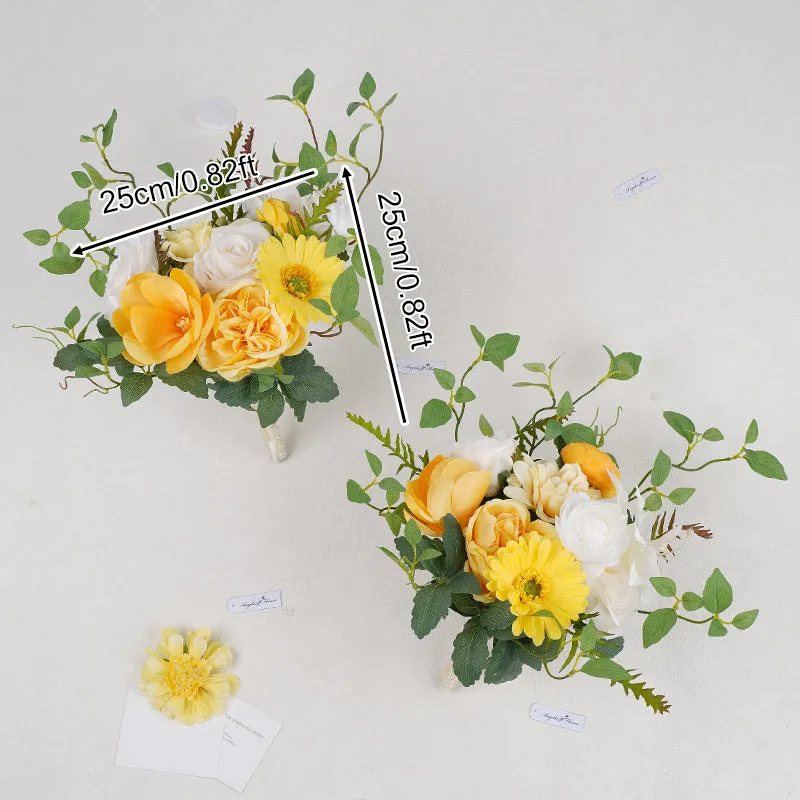 A8635 White Yellow Series Greenery Bridal Bouquet Wedding Floral Arrangement