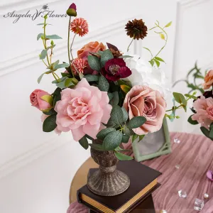 A864619 Bean Paste Series With Greenery Vase Flower Wedding Banquet Decor