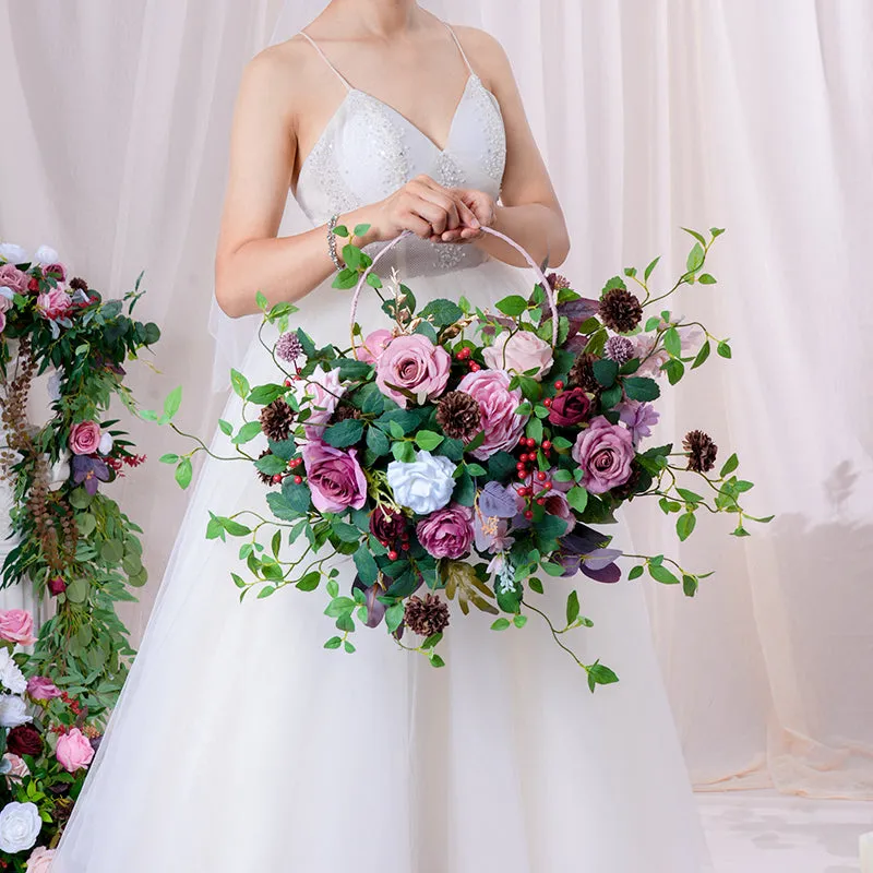 A864622 Bean Paste Color Shelf Hoop Hand Flower Wedding Floral Arrangement Accessories
