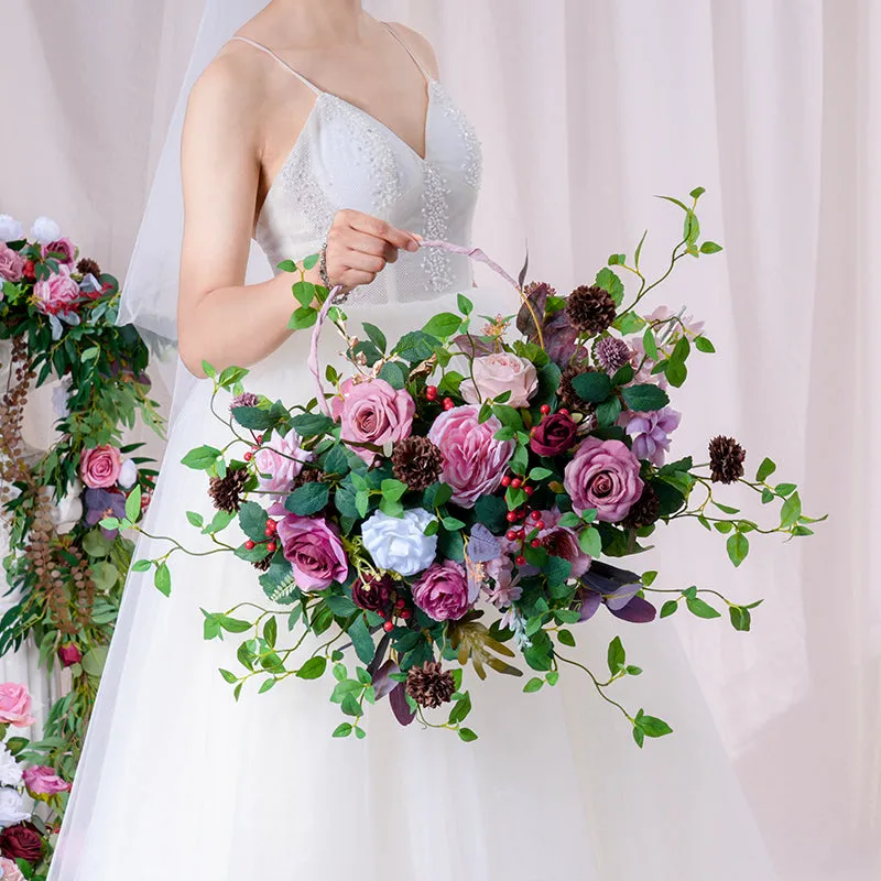 A864622 Bean Paste Color Shelf Hoop Hand Flower Wedding Floral Arrangement Accessories
