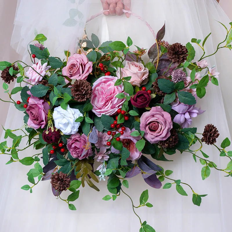 A864622 Bean Paste Color Shelf Hoop Hand Flower Wedding Floral Arrangement Accessories