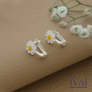 Adorable Flower Silver Hoop Earring for Kids
