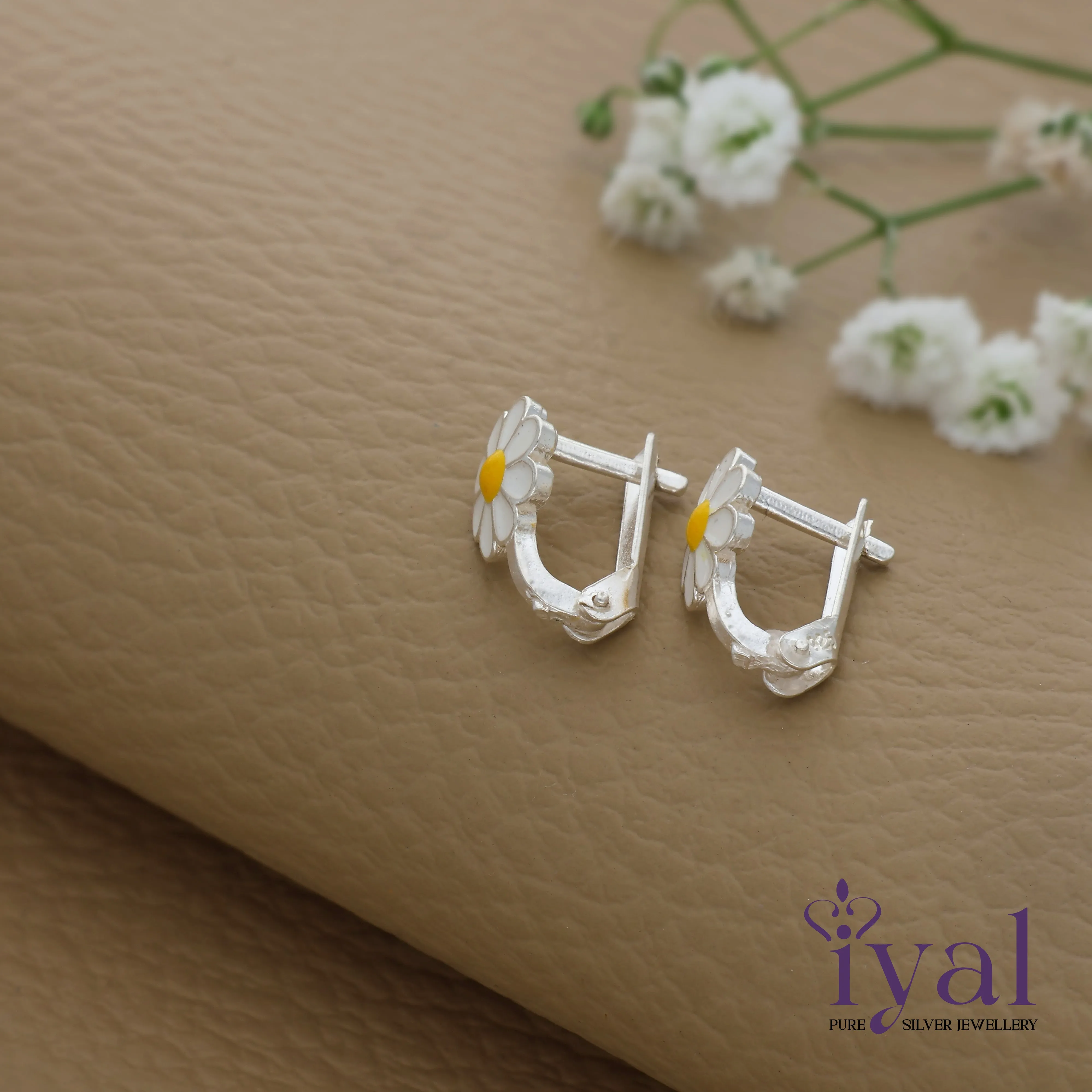 Adorable Flower Silver Hoop Earring for Kids