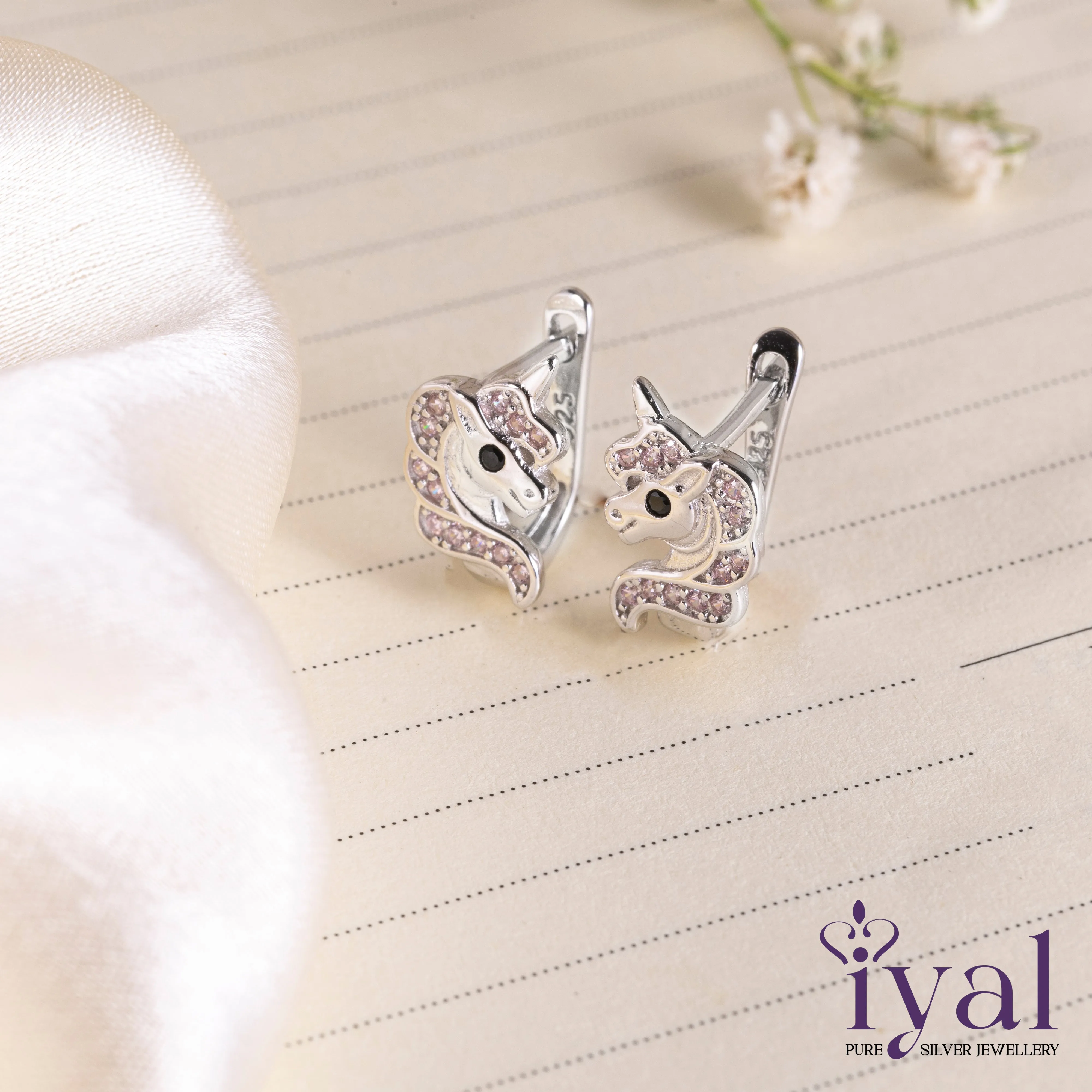 Alluring Unicorn Hoop Silver Earring