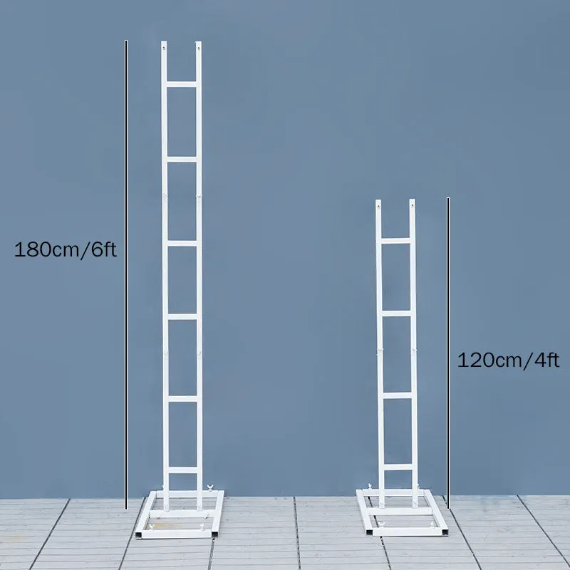 Angela Flower Wrought-Iron White Double Pipe Straight Square Shelf Wedding Stage Backdrop Flower Stand A8084