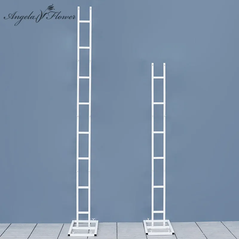 Angela Flower Wrought-Iron White Double Pipe Straight Square Shelf Wedding Stage Backdrop Flower Stand A8084