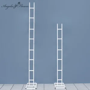 Angela Flower Wrought-Iron White Double Pipe Straight Square Shelf Wedding Stage Backdrop Flower Stand A8084