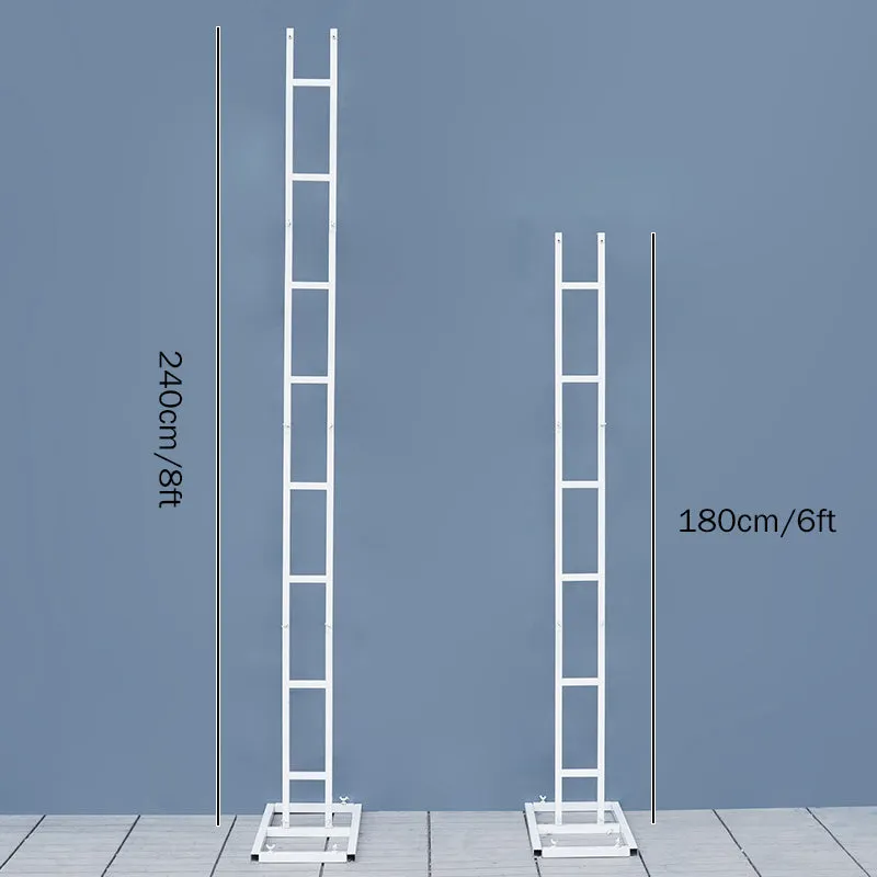 Angela Flower Wrought-Iron White Double Pipe Straight Square Shelf Wedding Stage Backdrop Flower Stand A8084