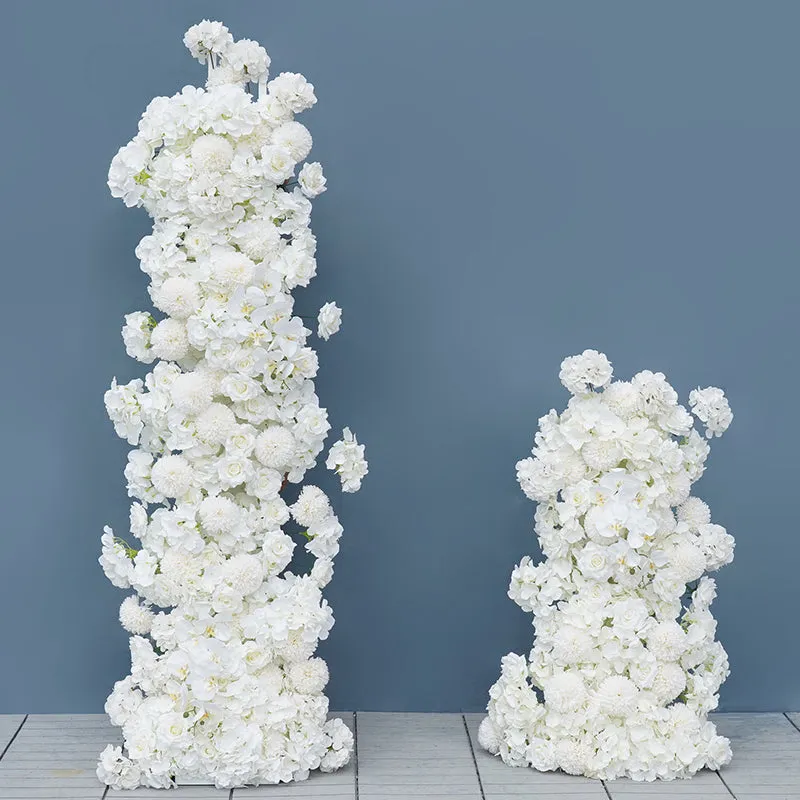 Angela Flower Wrought-Iron White Double Pipe Straight Square Shelf Wedding Stage Backdrop Flower Stand A8084
