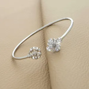 Beautiful Floral Statement Silver Kada