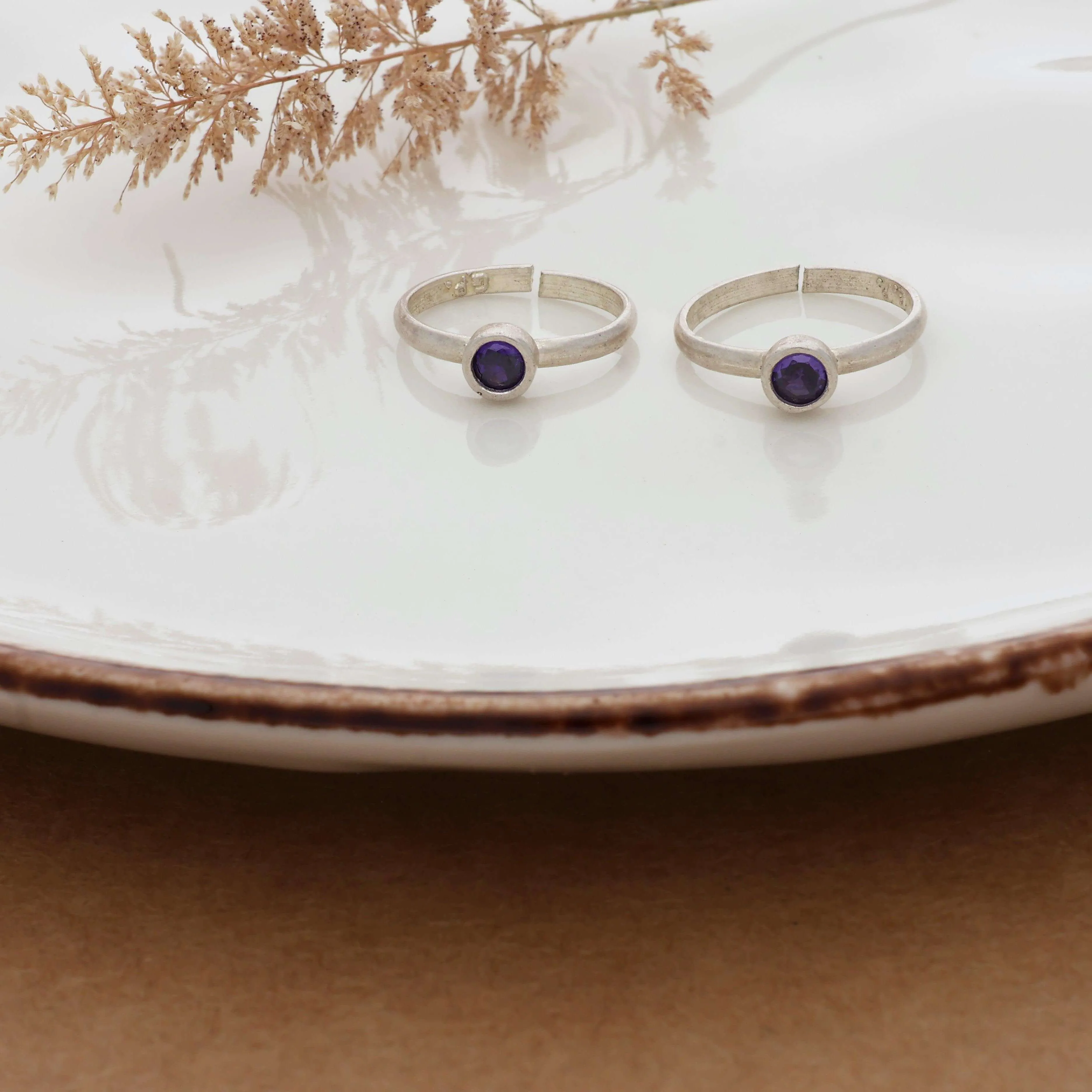 Classic Blue Stone Silver Toe Ring