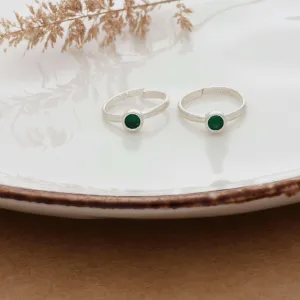 Classic Green Stone Silver Toe Ring