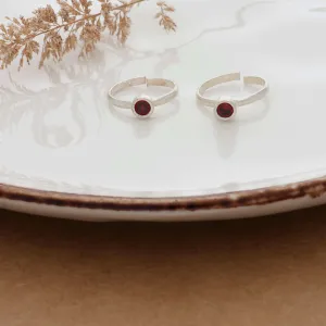 Classic Red Stone Silver Toe Ring