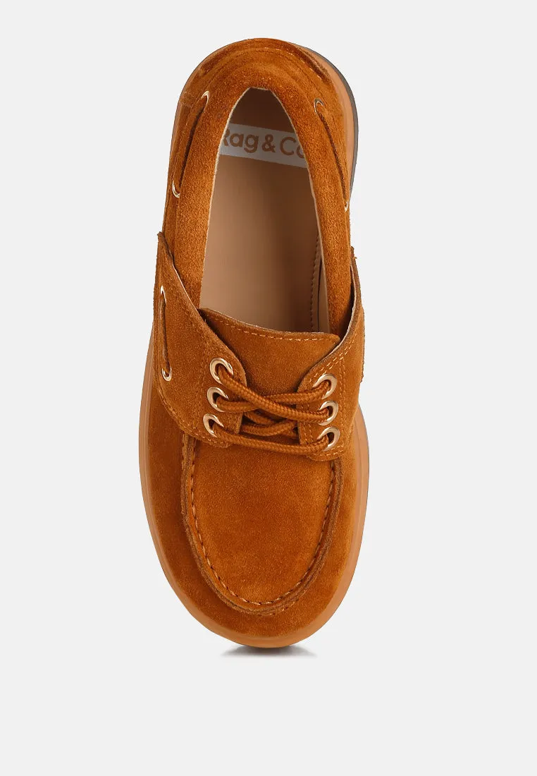 Cuckatoos Chunky Real Suede Leather Oxford Loafers