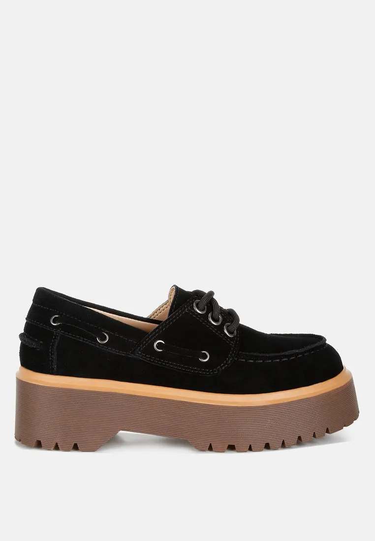 Cuckatoos Chunky Real Suede Leather Oxford Loafers