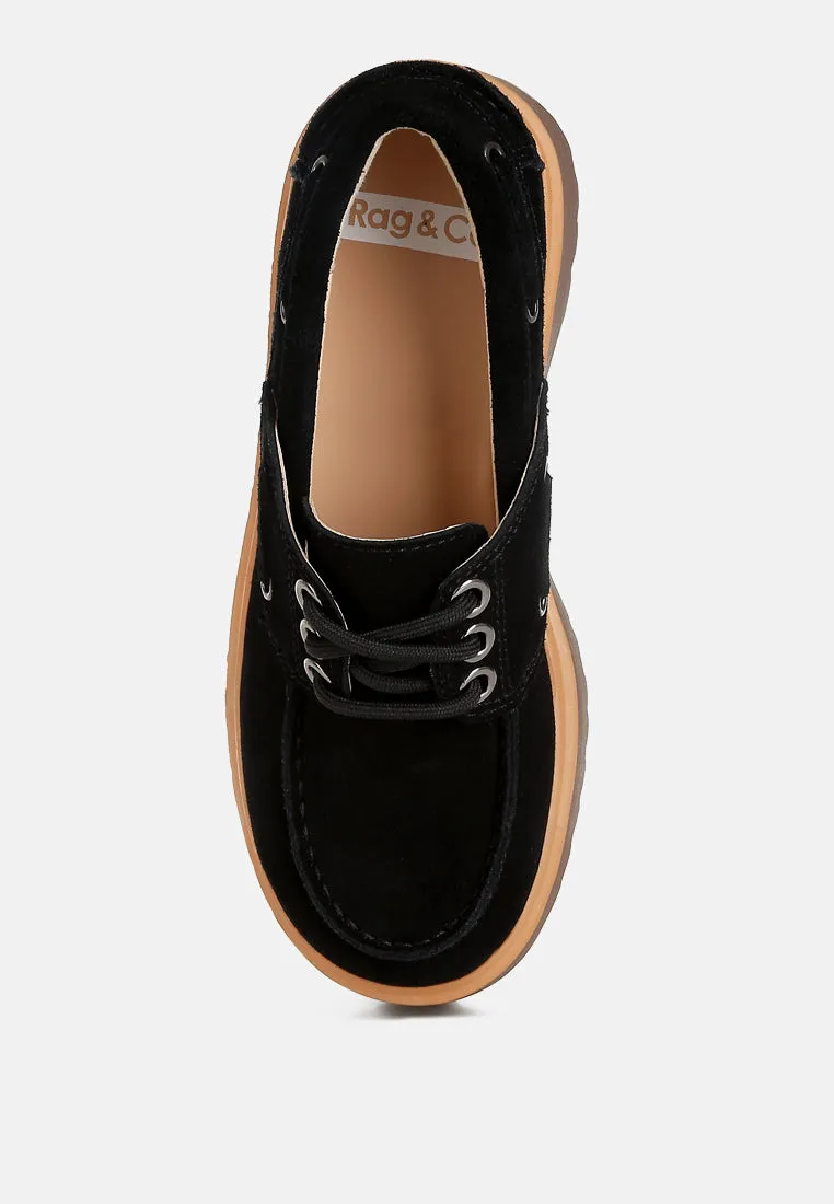 Cuckatoos Chunky Real Suede Leather Oxford Loafers