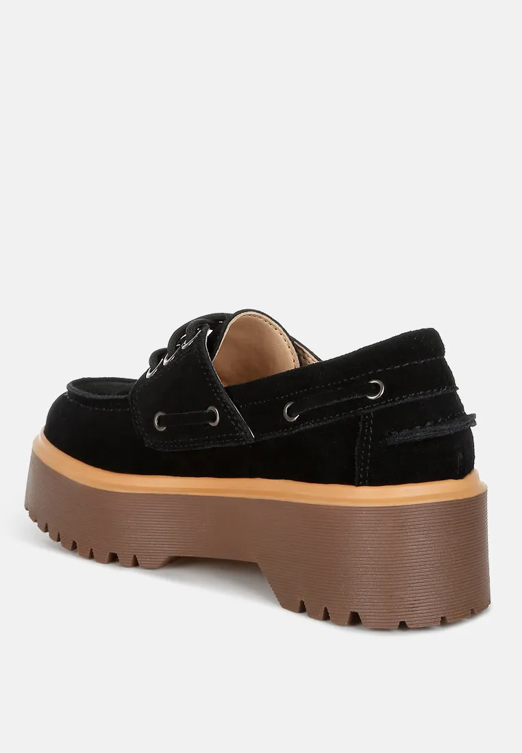Cuckatoos Chunky Real Suede Leather Oxford Loafers