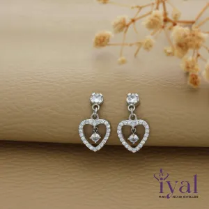 Cute Little Charm Heart Silver Drops
