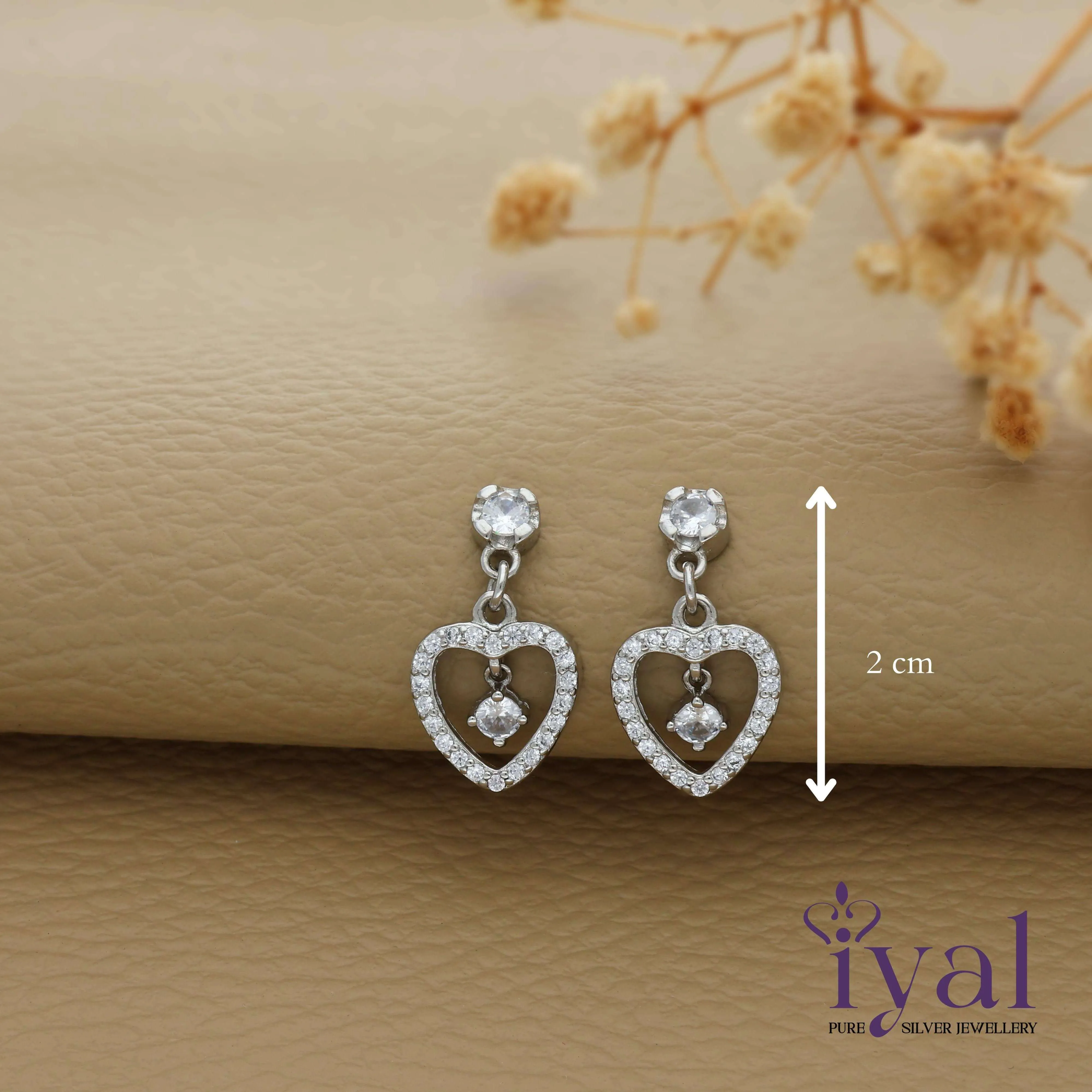 Cute Little Charm Heart Silver Drops