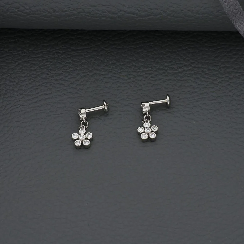 Dainty Daisy Drop Silver Earring for Women & Teens