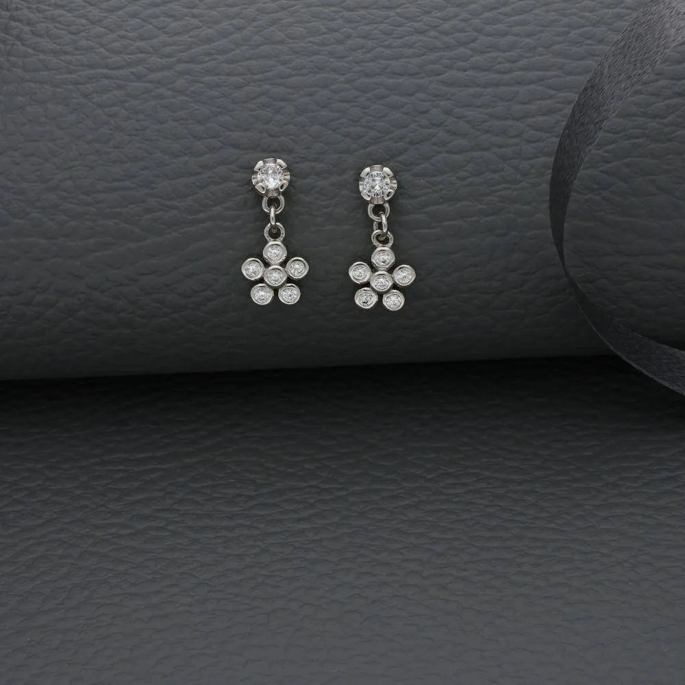 Dainty Daisy Drop Silver Earring for Women & Teens