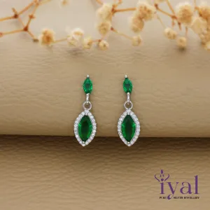 Dainty Green Stone Silver Earring