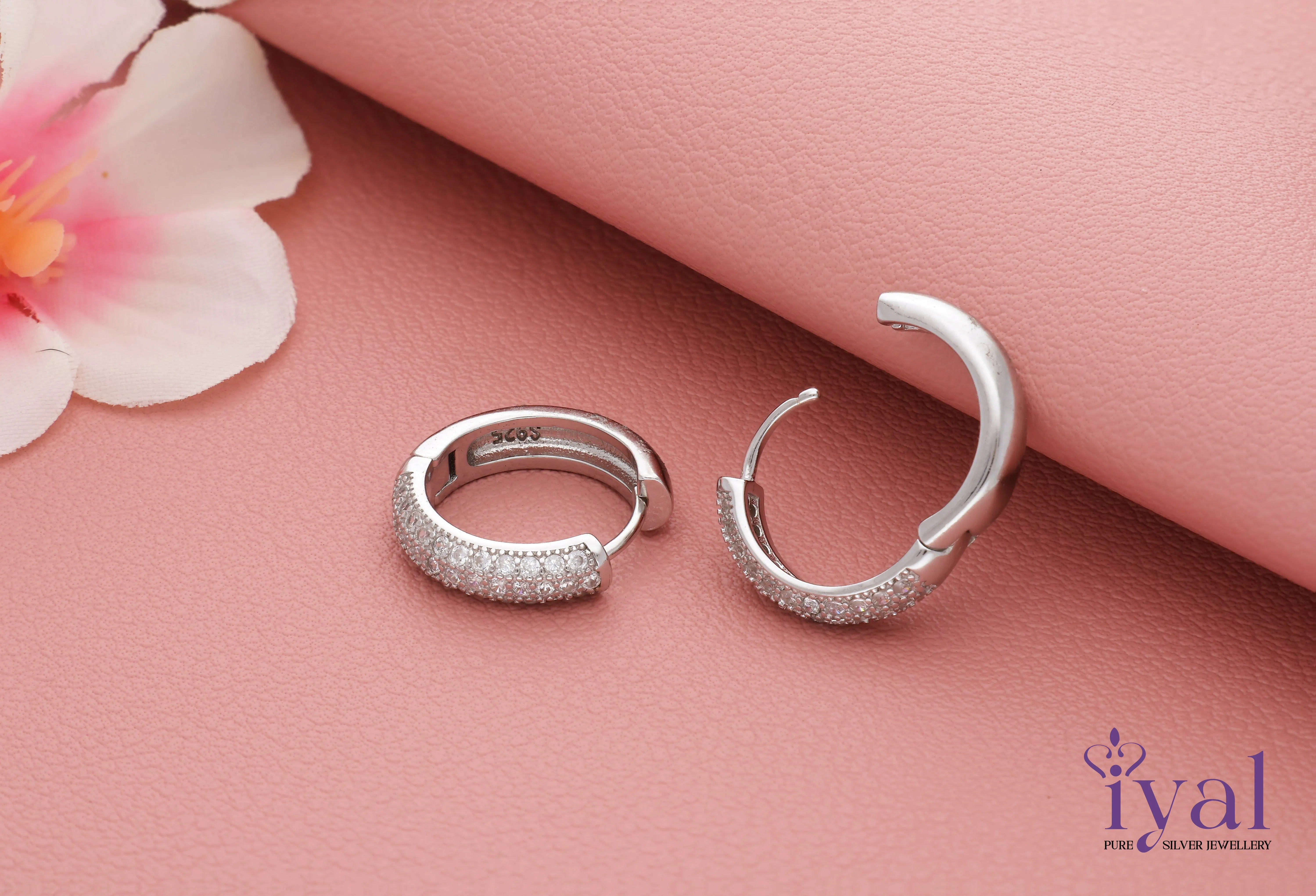 Dainty Zircon Silver Hoop Earring