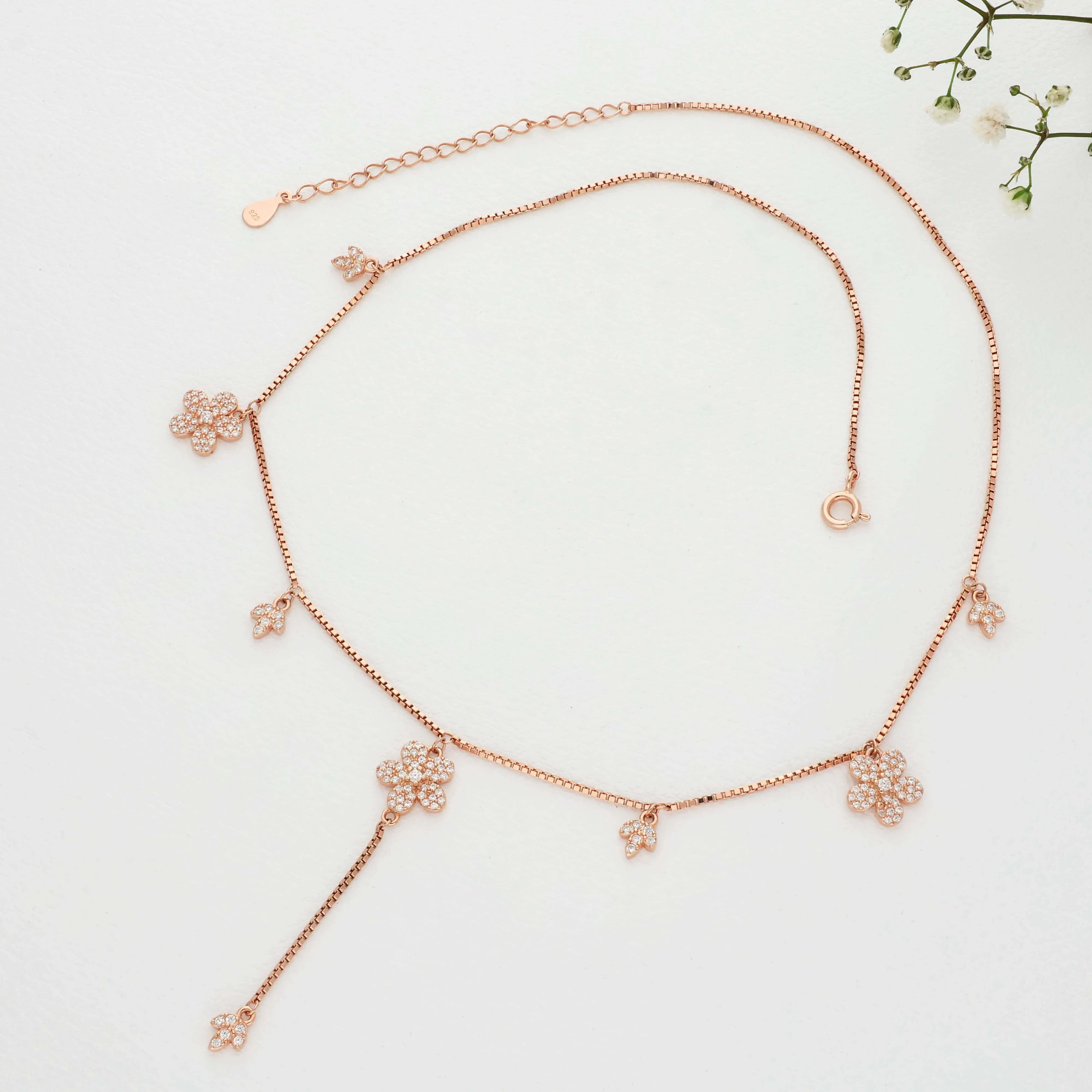 Flora Rose Gold Polish Charm Necklace