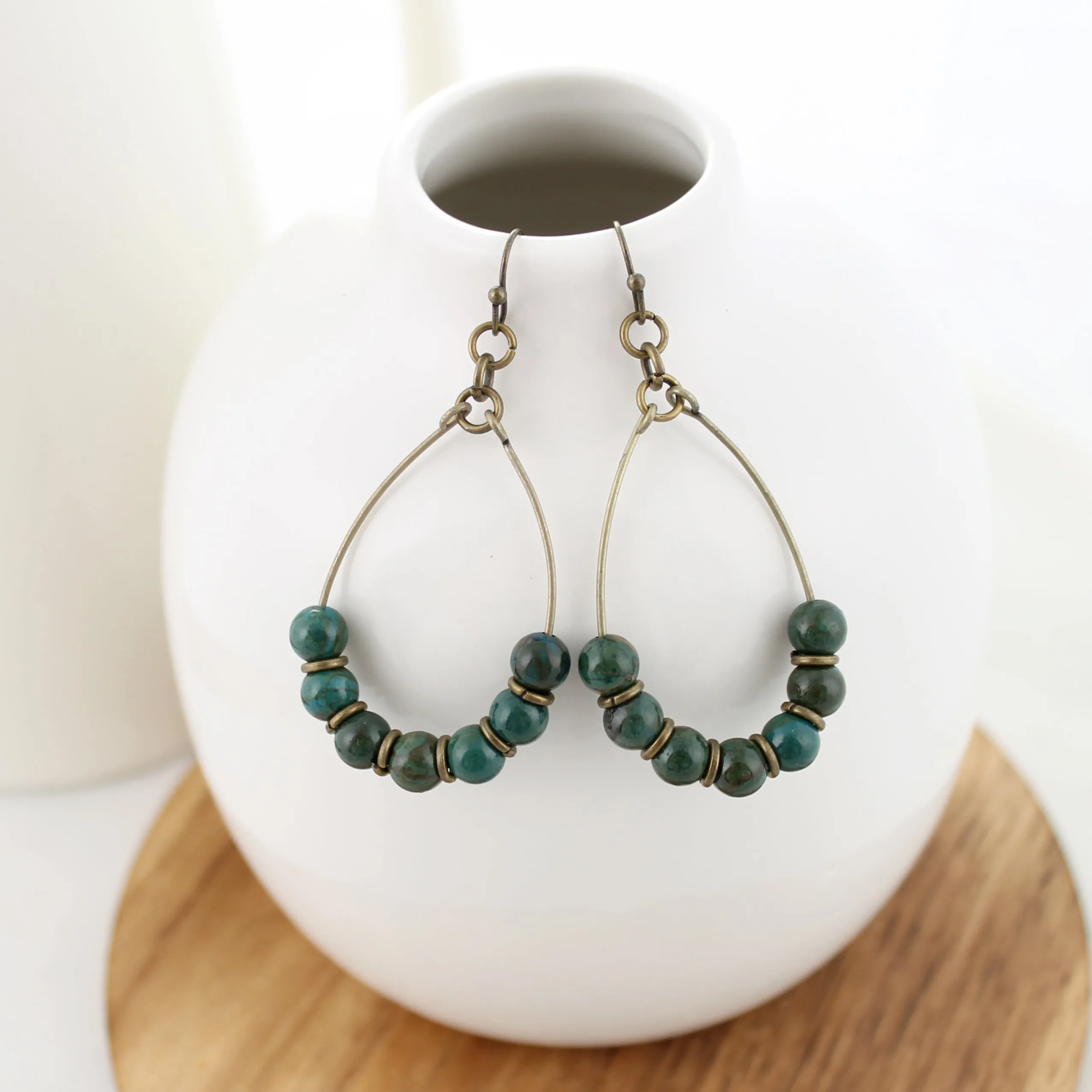 Green Stone Teardrop Earrings