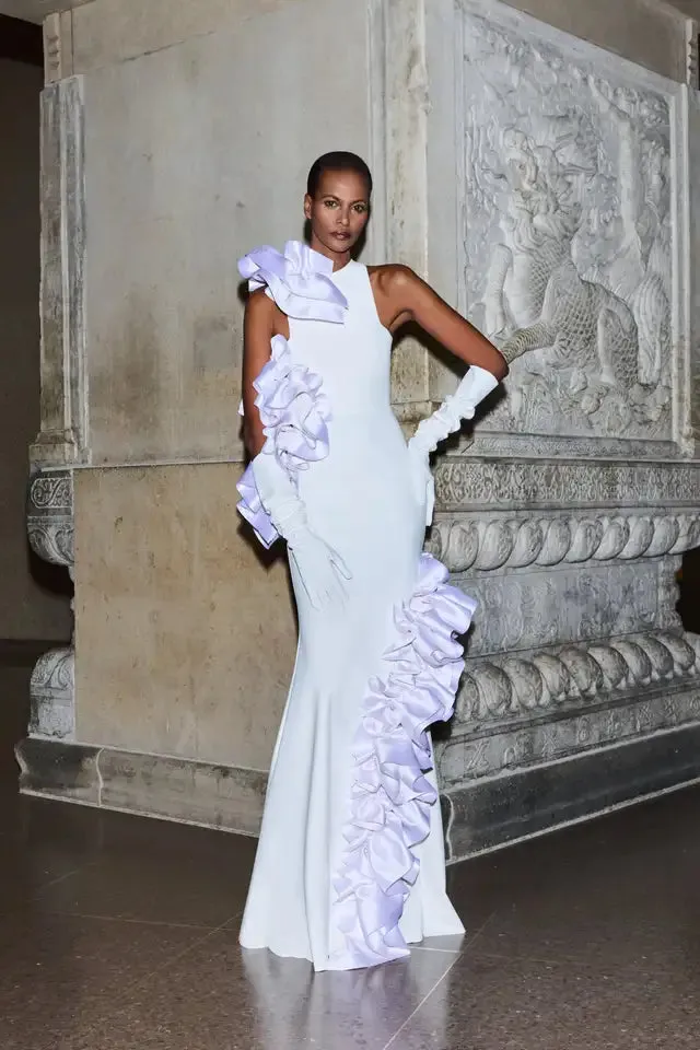 Greta Constantine - ITZENT - Ruffle-Trim Gown with Train