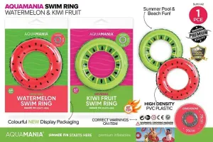 Inflatable Watermelon & Kiwi Swim Ring - 76cm