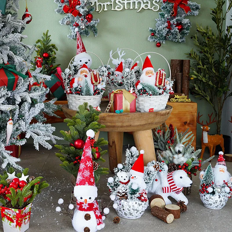 SD0379 Christmas Decorations Santa Claus Snowman Doll Ornament Window Display