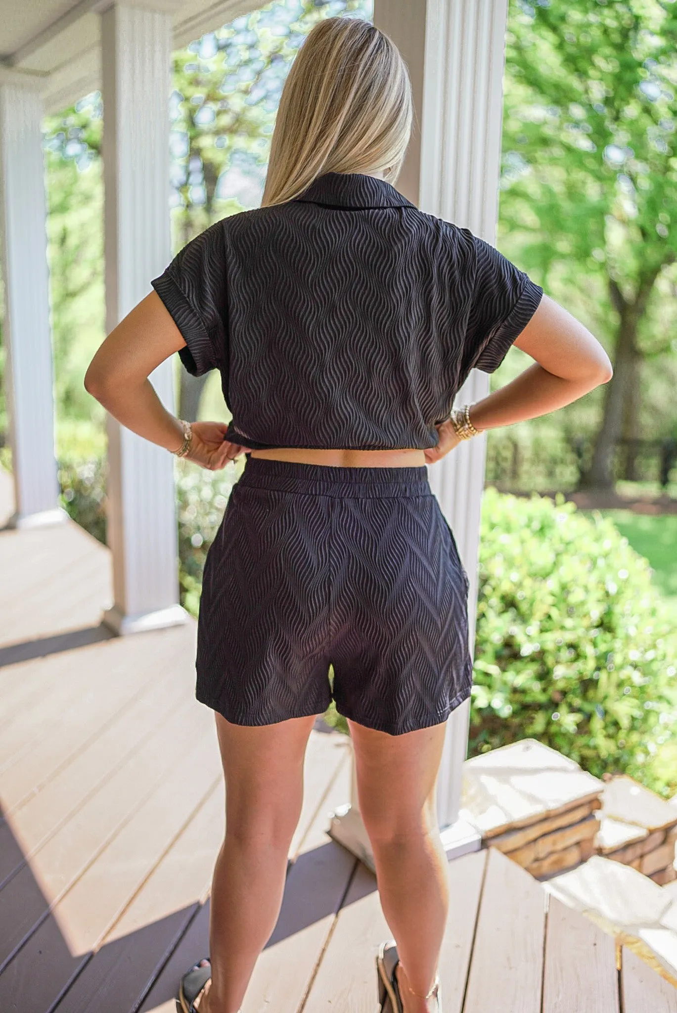 Summer Vibes Black Textured Shorts