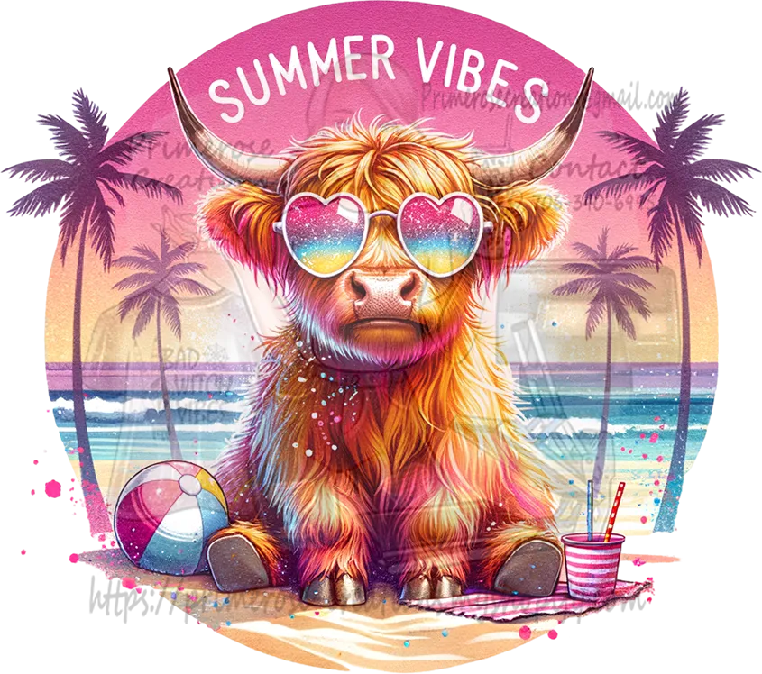 Summer Vibes Highland Cow