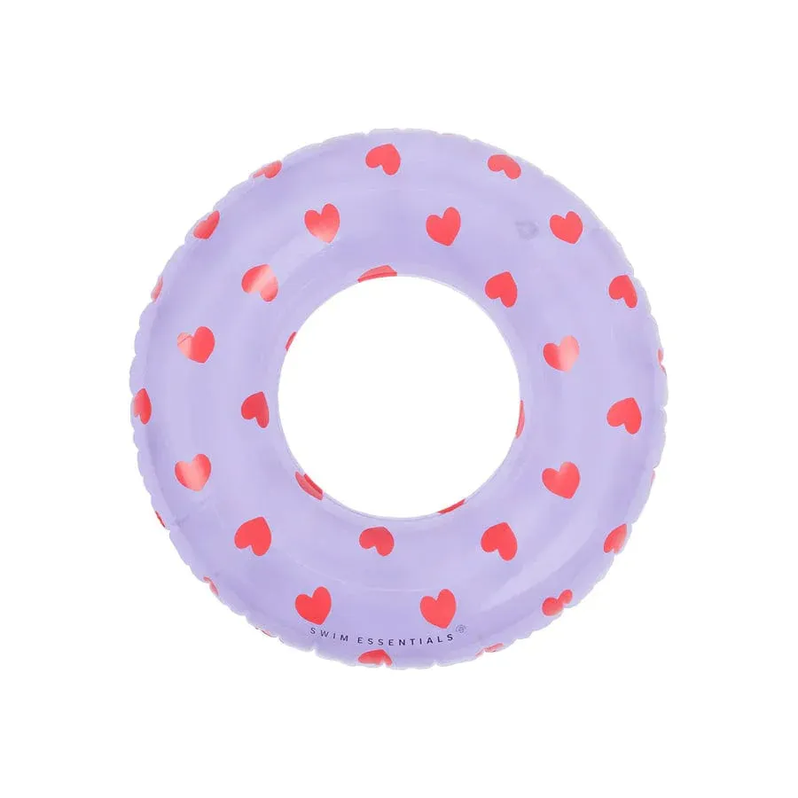 Swim Essentials Lilac Heart Transparent Swim Ring 90cm