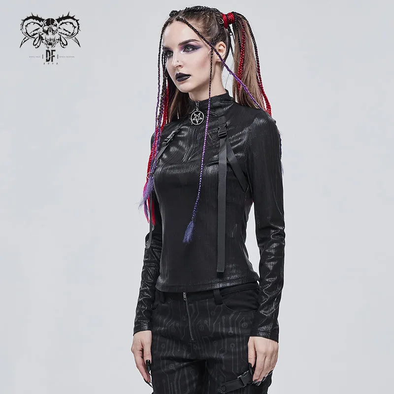 TT179 Cyberpunk style high neck everyday T-shirt