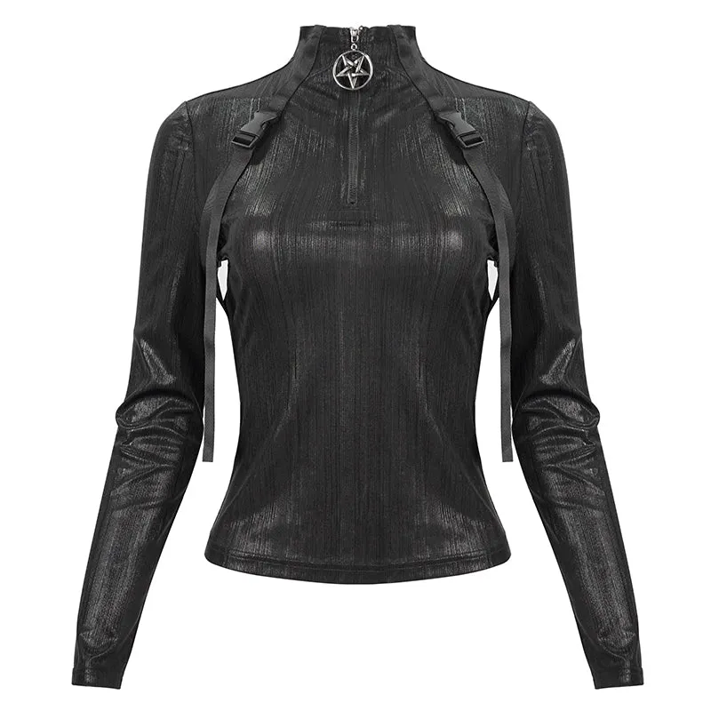 TT179 Cyberpunk style high neck everyday T-shirt