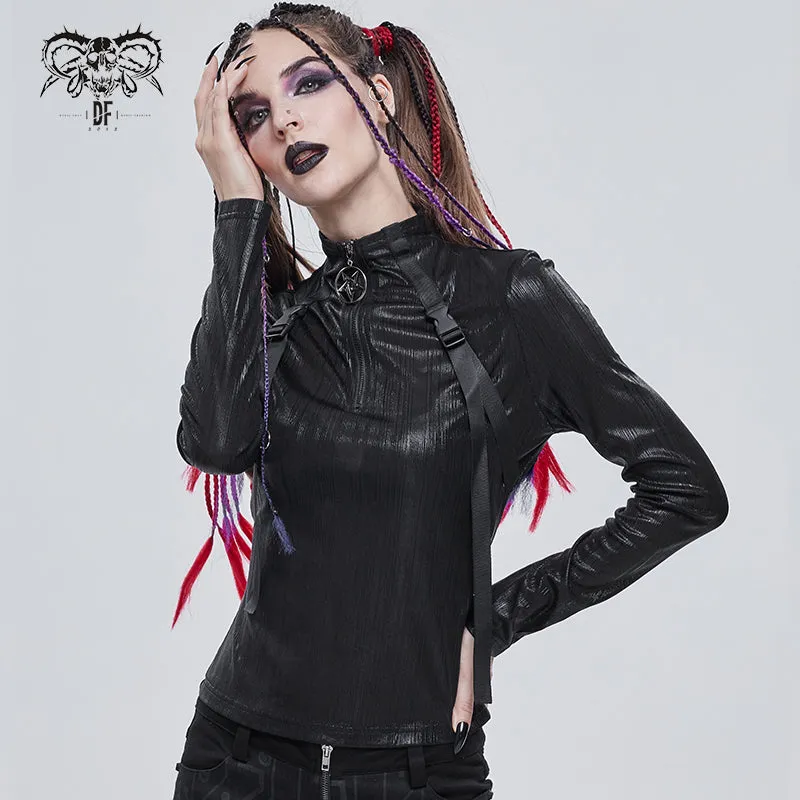 TT179 Cyberpunk style high neck everyday T-shirt